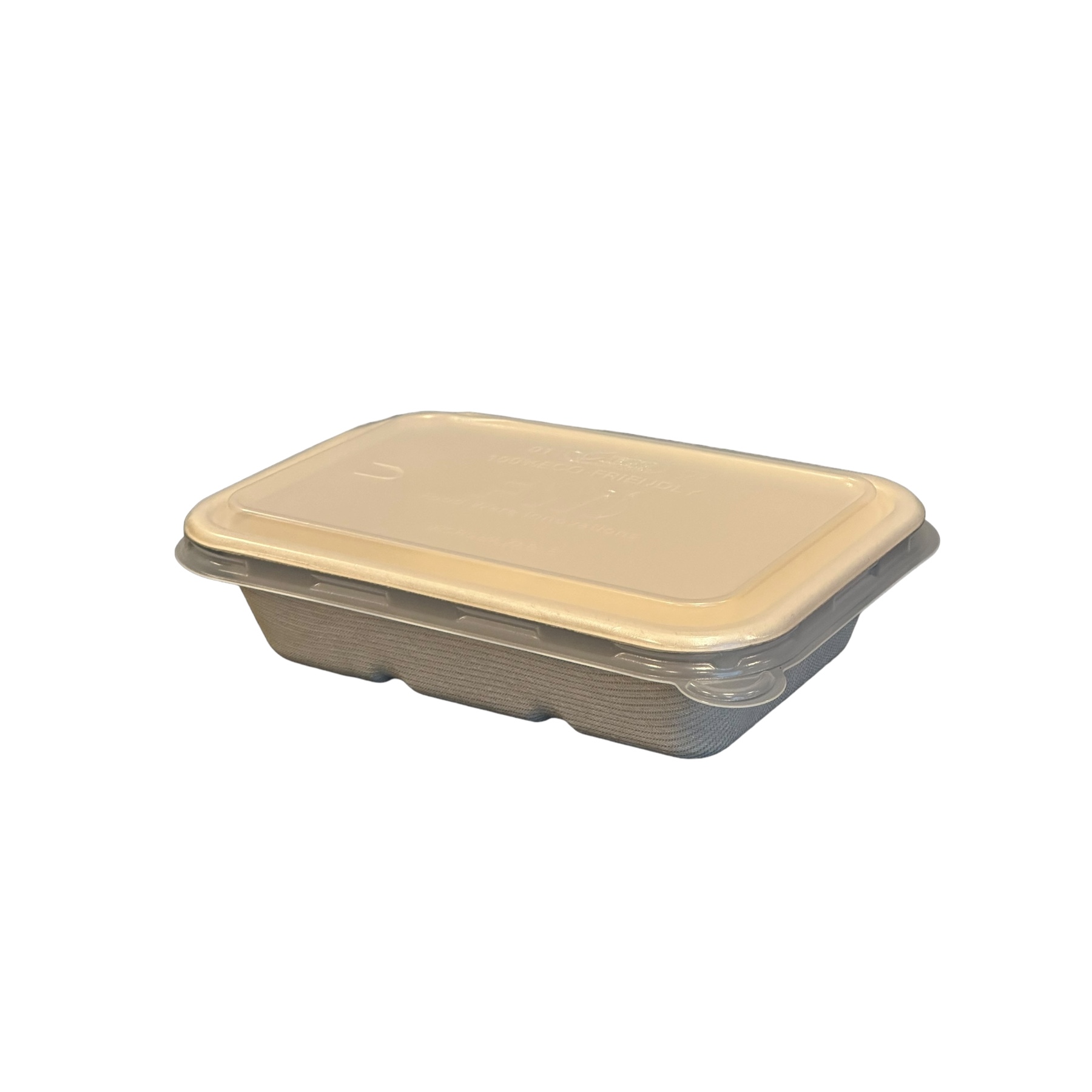 22 oz. White Compostable Rectangular Food Takeout Container w/ Heat Resistant Lid 1/500ct