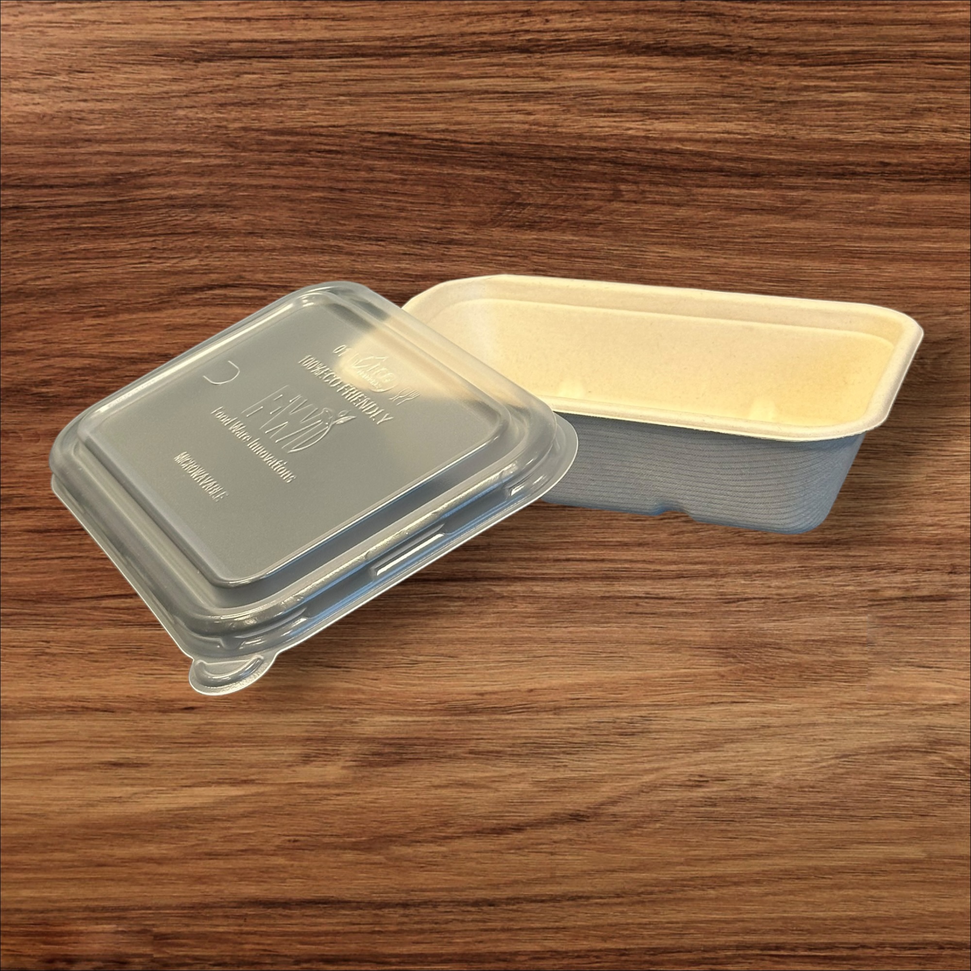22 oz. White Compostable Rectangular Food Takeout Container w/ Heat Resistant Lid 1/500ct - Image 2